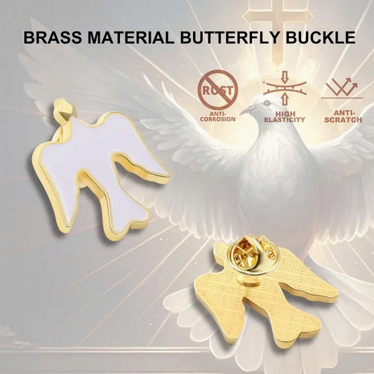 Gold-plated Enamel White Dove Pin Symbolizing The Holy Spirit And Peace