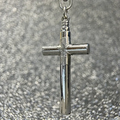 Stainless Steel Prayer Cross Keychain With Whistle