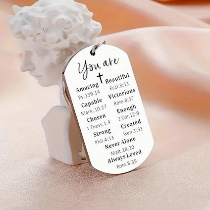 Christian Cross Keychain With Build Up Inspirational Quotes - Perfect Gift