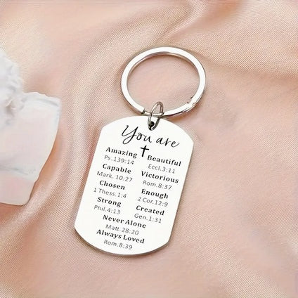 Christian Cross Keychain With Build Up Inspirational Quotes - Perfect Gift