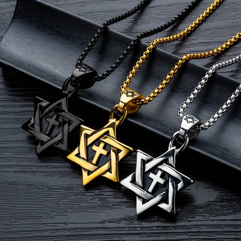 Unity! Star Of David Cross Necklace