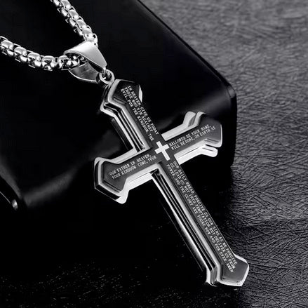 Silver Lord’s Prayer Cross For Men