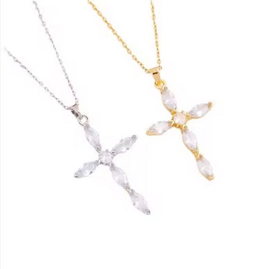 Ladies Elegant Cubic Zirconia Cross Necklace